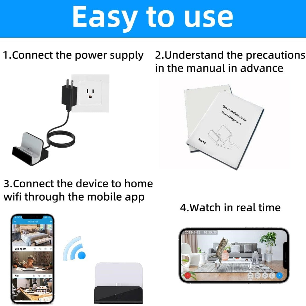 SpyWfi™ USB-C Phone Charger Hidden Motion Detection Spy Camera 1080p HD WiFi