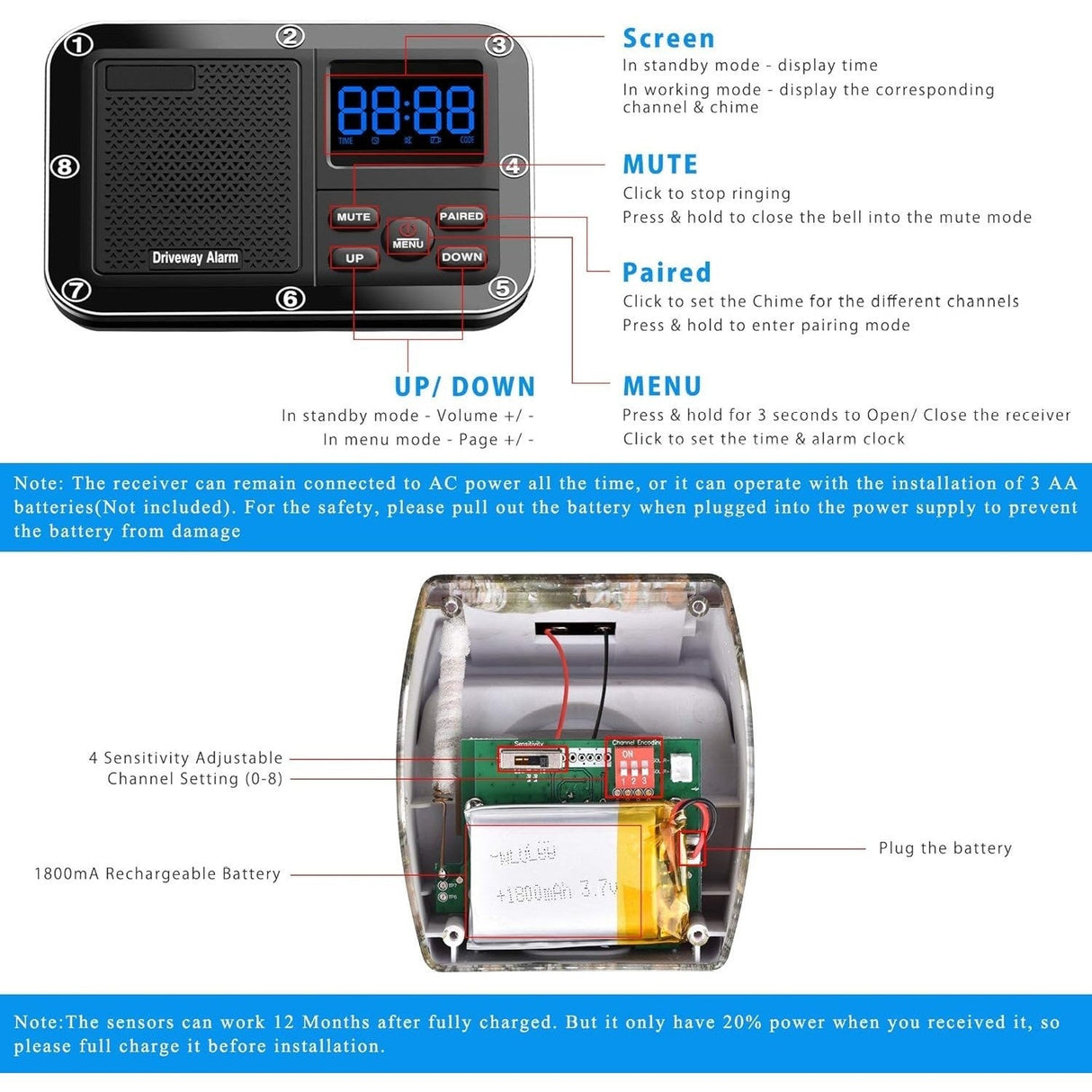 Crow Alert™ Wireless Outdoor Motion Detector Driveway Alarm System