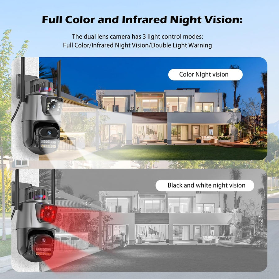 SpyWfi™ Dual Lens PTZ Tracking Night Vision Security Camera 4K UHD WiFi