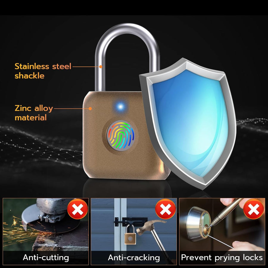 GorillaLock™ Mini Travel Waterproof Keyless Biometric Fingerprint Padlock