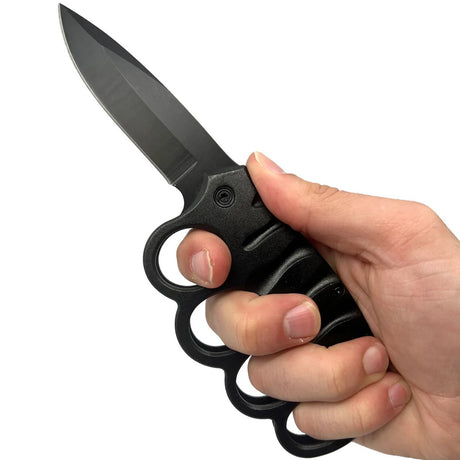 ElitEdge Knuckle Duster Stainless Steel Trench Knife 3.5" w/ Pocket Clip