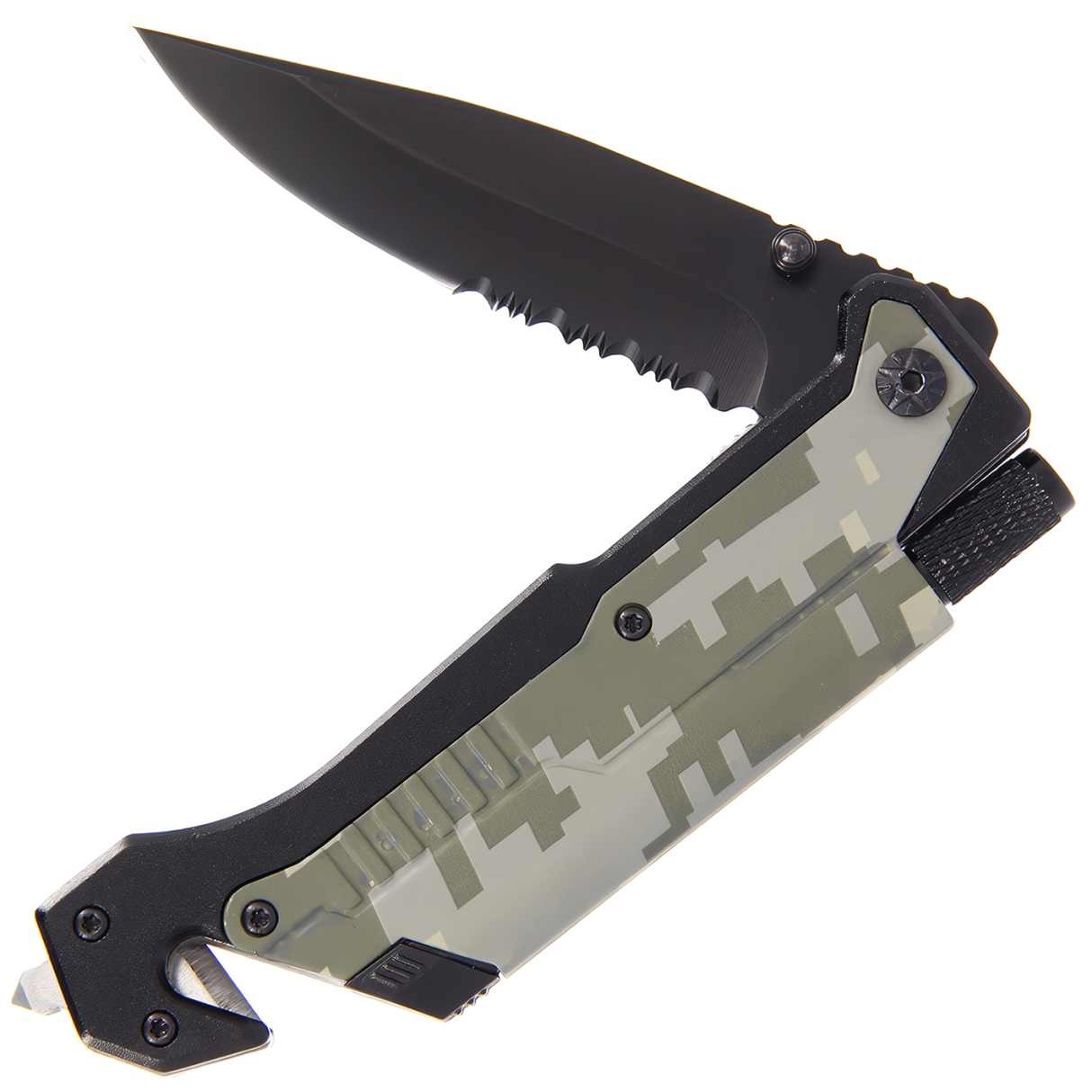 Tiger-USA® 5-in-1 Steel Folding Pocket Knife w/ LED Light & Fire Starter