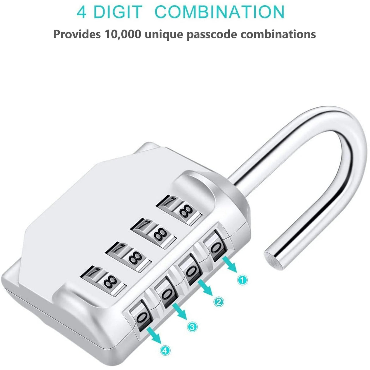 GorillaLock™ Portable Waterproof Keyless 4-Digit Combination Padlock