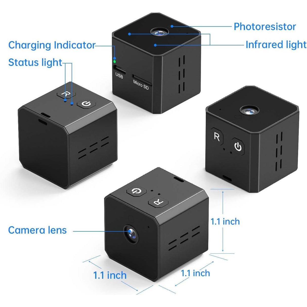 SpyWfi™ 1" Mini Travel Cube Hidden Night Vision Spy Camera 1080p HD DVR