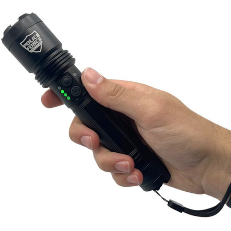 Police Force Tactical Public Defender Stun Gun Flashlight 15M