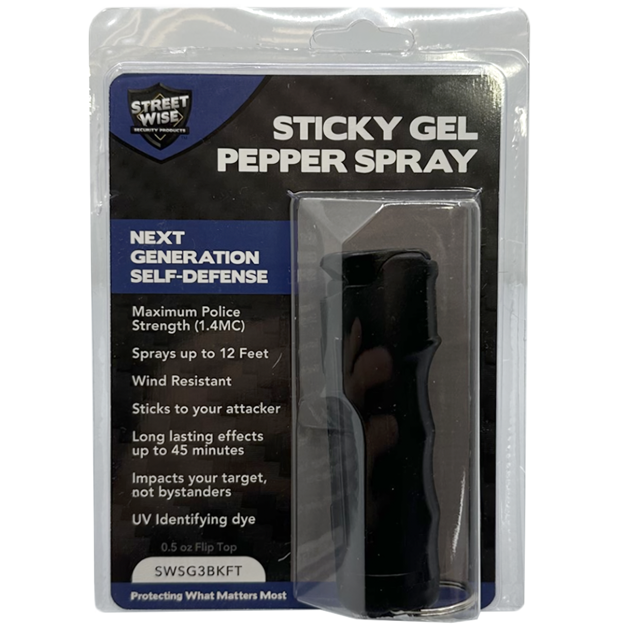 Streetwise Police Strength Sticky Gel Pepper Spray Keychain 1/2 oz.