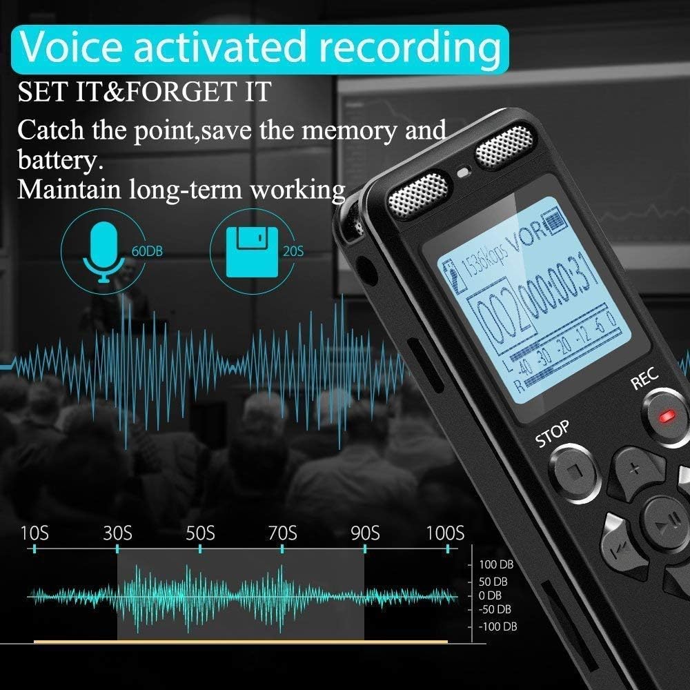 SpyWfi™ Voice Activated Rechargeable Audio Recorder 16GB