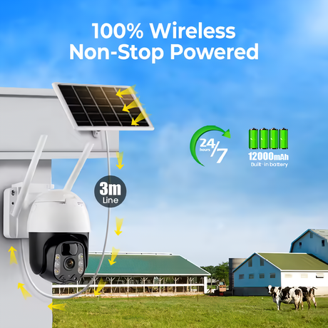 SpyWfi™ Solar PTZ Auto Tracking Night Vision Security Camera 2K UHD WiFi