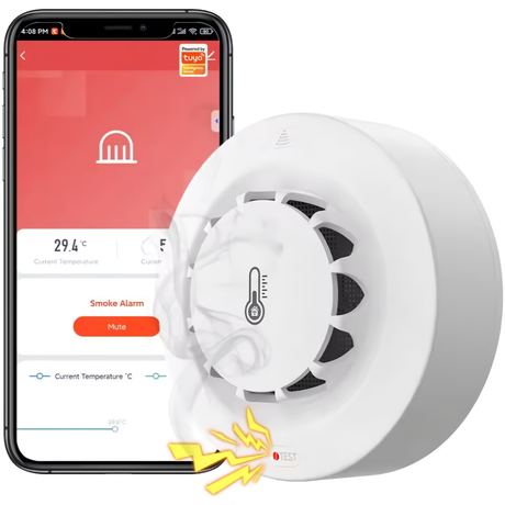 SpyWfi™ Smart WiFi Smoke & Temperature Detector Alarm 80dB