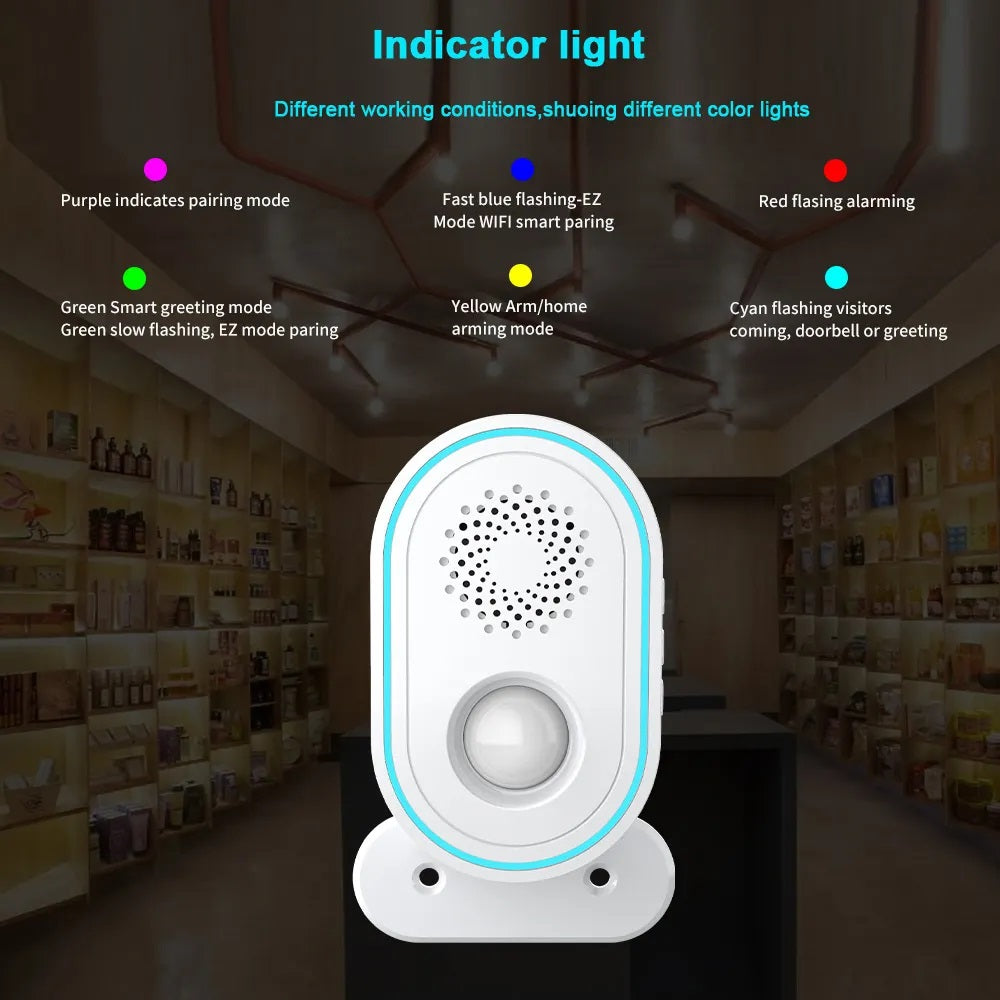 Crow Alert™ Smart WiFi 110° LED Light Ring Motion Detector Intruder Alarm 85dB