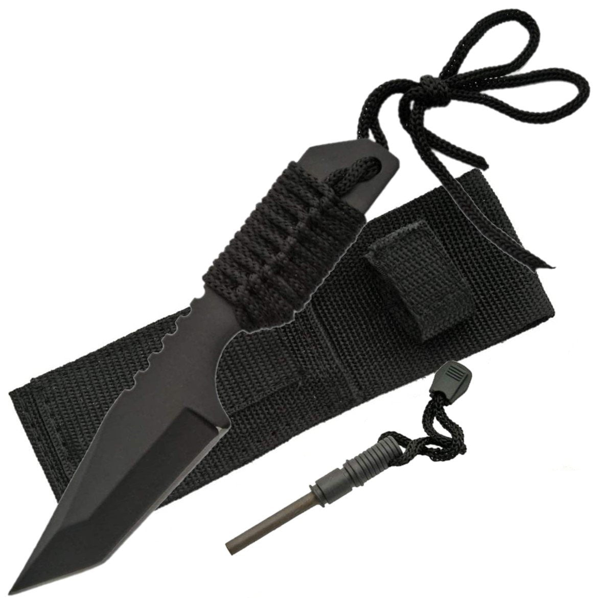 Rite Edge™ Outdoor Survival Tanto Knife 4.5" w/ Fire Starter & Sheath