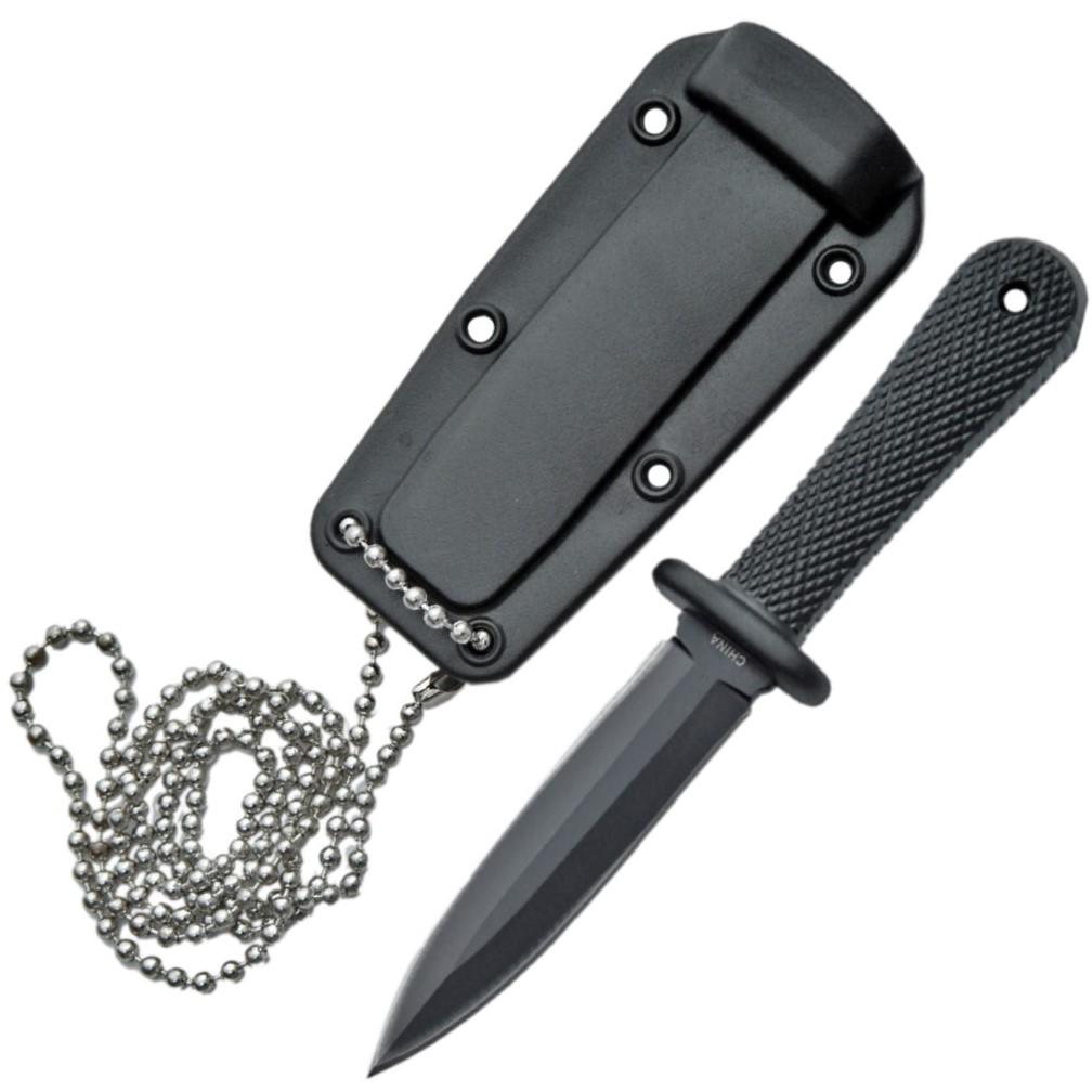 Rite Edge™ Steel Tactical Neck Knife 3" w/ Hard Sheath & Chain