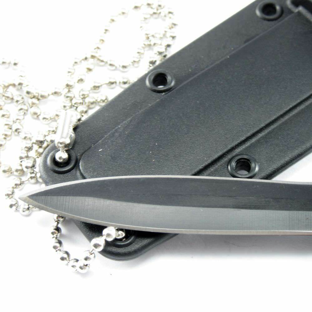 Rite Edge™ Steel Tactical Neck Knife 3" w/ Hard Sheath & Chain