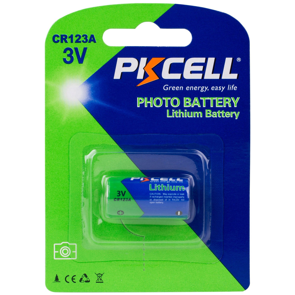 PKCELL 3V Hi-Energy Lithium CR123A Battery