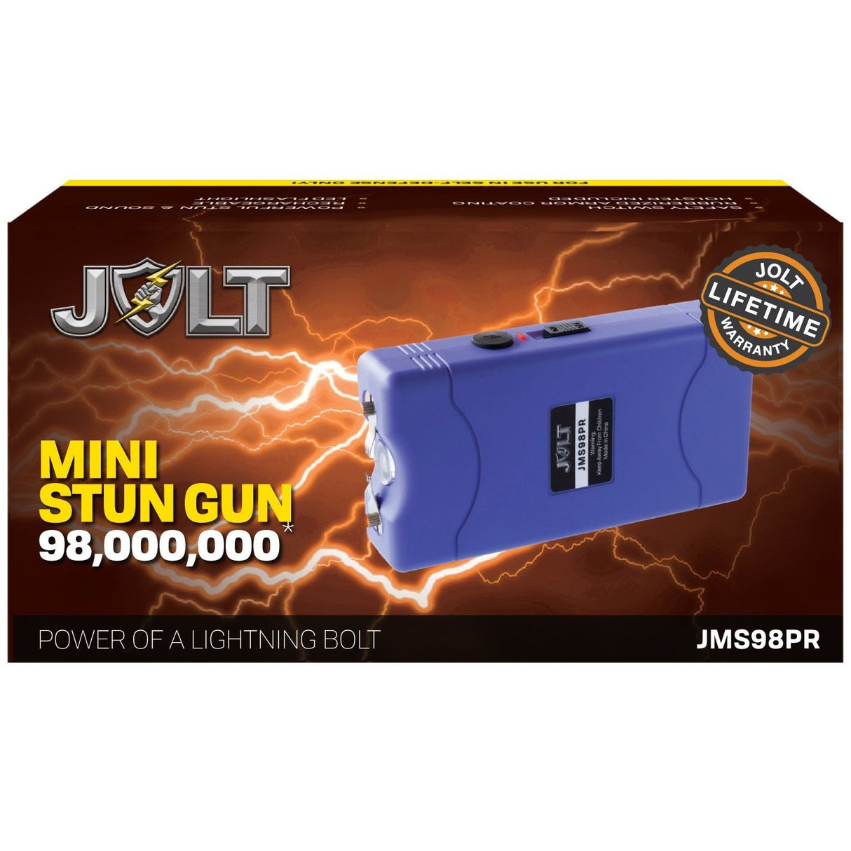 JOLT Mini Rechargeable LED Triple Stun Gun w/ Pocket Clip 98M