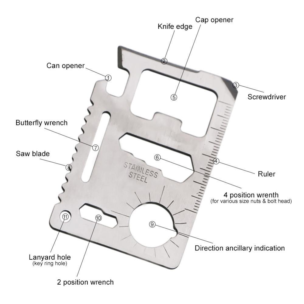 11-in-1 Stainless Steel Credit Card Survival Knife Pocket Tool