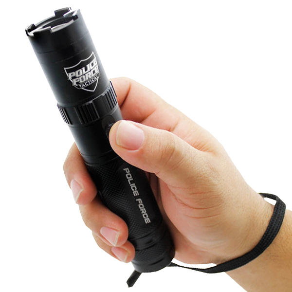 Police Force Tactical Stun Gun Flashlight Black 9.2M