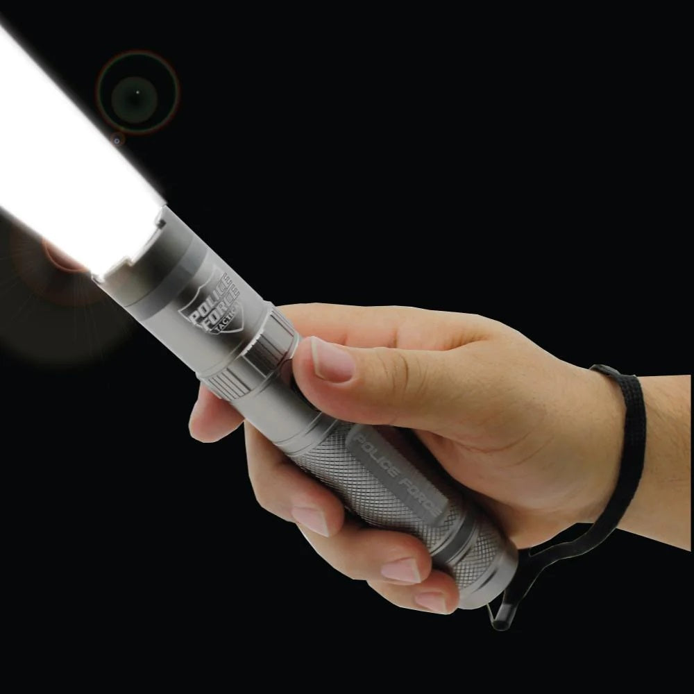 Police Force Tactical Rechargeable Stun Gun Flashlight 9.2M