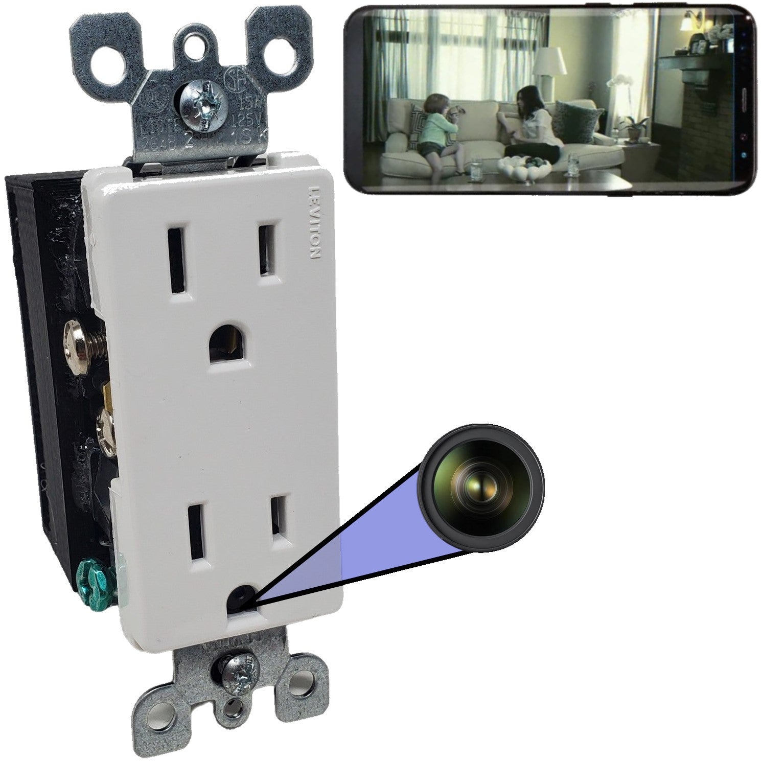 Electrical outlet spy store camera